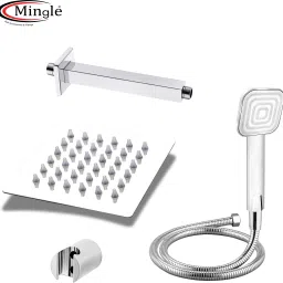 Mingle Ultra Slim Shower 4 Inch With 9 inch Ceiling Arm (Cubo Hand Shower) Rain Shower Rainfall-picture-5