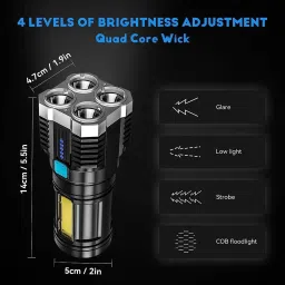 Umanath LED 5W Torch Light Rechargeable Torch Flashlight USB Fast Charger Power Bank Smart Bulb image 2