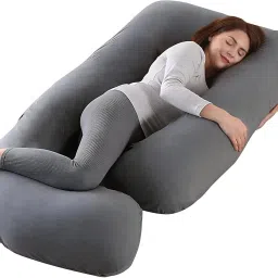 J Shape Polyester Fibre, Microfibre Solid Pregnancy Pillow Pack of 1-image-46