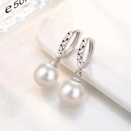 Attractive Round Bali Pearl Earrings for Women and Girl's Cubic Zirconia Sterling Silver Drops & Danglers-image-72
