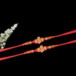Thread Designer Om Beads Rakhi With Chawal or Roli , Rakhi For Brother Mauli Thread Rakhi Set-3