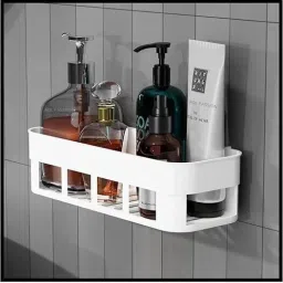 Self Adhesive Multi-Purpose Wall Hanging BATHROOM floating Shelf Plastic Wall Shelf-image-84