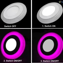 hybrix LED Wall/Ceiling Surface Light 9 Watt (6+3) Dual 3D Light Color Pinj+White, 3 Surface Ceiling Light Ceiling Lamp image 3