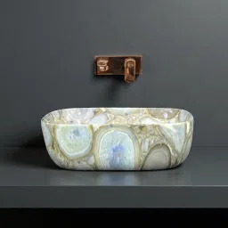 Premium Designer Ceramic Wash basin (M-54) with Waste pipe & Coupling (18x13x5)(M54)RJ Table Top Basin-image-6