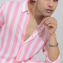 Men Slim Fit Striped Spread Collar Casual Shirt-image-65