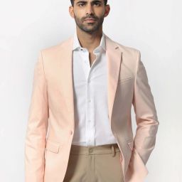 Men Solid Single Breasted Party Blazer-image-10