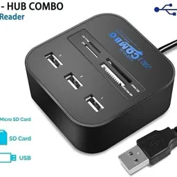 MESHIV 3 Port USB 2.0 Big Combo HUB with Card Reader image 4