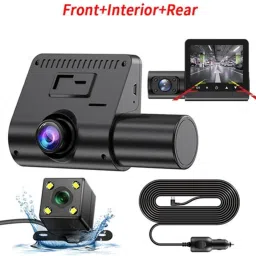 Rhobos 3-Channel Dash Cam – Front, Rear & Inside View, On-Dashboard Camera Camcorder Camera image 5
