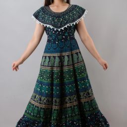 Printed Cotton Blend Stitched Flared/A-line Gown-image-86