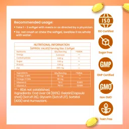 dr. morepen COD Liver Oil Capsules With Natural Omega 3, Vitamin A & D - 100 Softgels image 5