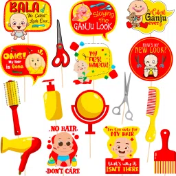 First Hair Cut Ceremony/Mundan Ceremony Decorations Props (Pack of 16) Photo Booth Board-image-38