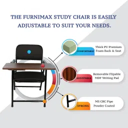 furnimax Folding Study Chair With Cushion & Adjustable Writing Pad Fabric Study Folding Chair image 2