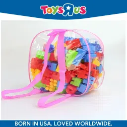 CreativeBuild: DIY Plastic Building Block for Kids -125+ Pieces with Pink Bag-26