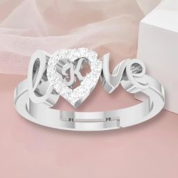 Love Collection letter K American Diamond Adjustable Valentine Heart Silver Initial for Women Girls Girlfriend Men Boys Couples Lovers Design Silver plated Ring Brass Cubic Zirconia Silver Plated Ring-image-65
