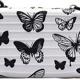 White, Black Women Sling Bag ButterFly printed crossbody & Mini Suitcase Sling Box Bag For Women's And Girls-image-2