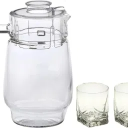 Versatile Transparent Jug & 2 Glass Set for Beverage Serving -D19 Jug Glass Set-19