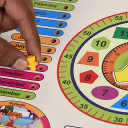 dgcrayons Wooden 7 in 1 Pinewood Calendar Learning Toy with Date, Days, Months, Seasons and Clock Preschool Puzzle | Learning Board for Baby | Learning Board for Kids with pins for 3 Year Old's and Up Kids-Multicolor image 5