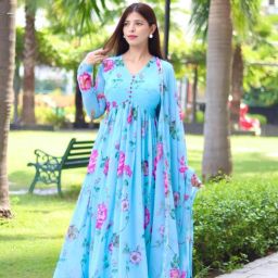 Printed Georgette Stitched Anarkali Gown-image-60