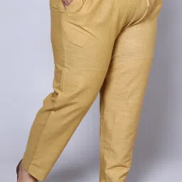 Women Straight Fit Beige Pure Cotton Trousers-image-101
