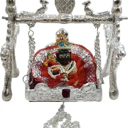 NAND Laddu Gopal Swing Palana Krishna Jhula With Simple Dress (3 Inch) Silver Decorative Showpiece-7.6 cm-image-56