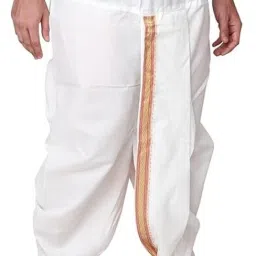 RAMESHWARAM FABRICS Elastic Waist - Ready to Wear - Cotton Silk Dhoti for Men Solid Men Dhoti-image-26