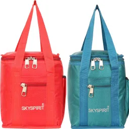 pack of 2 School, Office tiffin bags Lunch,Box,Bag, (red/green) 8L Waterproof Lunch Bag-image-123