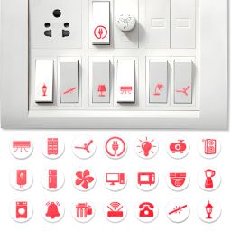 1.5 inch Aesthetic Transparent Red Design Switch Icon Stickers For Switch Board Self Adhesive Sticker-image-93