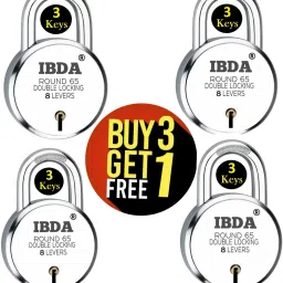 Lock and key 65mm 3+1 | Double Locking | 8 Levers' Technology | Steel Body Padlock-picture-13