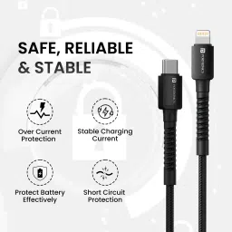 Portronics Lightning Cable 3 A 1 m Konnect X Type C to 8 PIN Cable 27W Fast Charging Cable with Data Transfer image 2