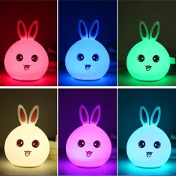 trust ware Silicone Rabbit Night Lamp Touch-Control LED Light | Color-Changing Safe for Kid Night Lamp image 5