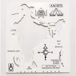 pmw Plastic India Map White Stencil Inner Line Pack of 1 Piece Outside Dimensions 15 x 13.4 cm - India Out Line Map-picture-20