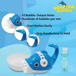kalpaira Dolphin Bubble Gun, Portable 10-Hole Bubble Machine with Continuous Blast Water Gun image 4