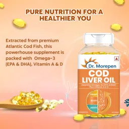 dr. morepen COD Liver Oil Capsules With Natural Omega 3, Vitamin A & D - 100 Softgels image 4
