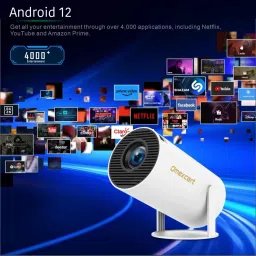 Omexcart 4K Android 12 Dual Band WiFi6G (260 ANSI) Netflix Prime YouTube Auto Keystone (4000 lm / 1 Speaker / Wireless / Remote Controller) Portable Projector image 5