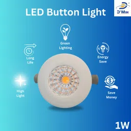 d'mak 1 Watt LED COB/Spot Light/Button Light ({Warm White}} Round Driver Included (Pack of 10) Recessed Ceiling Lamp image 2