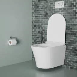 Noir White Two-Piece Rimless P-Trap Wall Hung Commode| High-Grade Ceramic | Soft-close Seat | Washdown Flush | Anti-bacterial Glaze | Wall Hung Western Commode-image-33