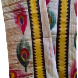 Creative weaves Women's Kerala Set Mundu with Fancy Peacock Lace and Hand Paint Embellished, Floral Print Women Dhoti-image-6