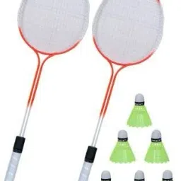 Badminton Racquet set of 2 with 6 shuttle Multicolor Strung Badminton Racquet-21