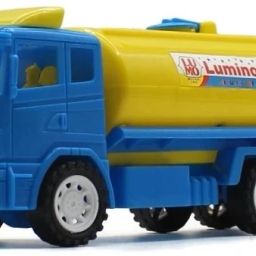 Small size friction powered plastic OIL tanker truck toy Blue Yellow-83