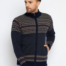 Men Woven High Neck Multicolor Sweater-image-47