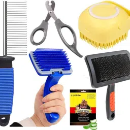 Pet Grooming Kit: Slicker Brush, Combs, Nail Clipper, Bath Brush, Wipes Gloves Basic Comb forDog & Cat, Dog, Hamster, Monkey, Cat-10