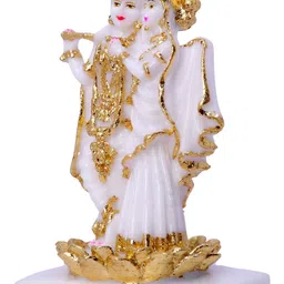 GW CREATIONS White & Gold-Toned Radha Krishna Standing Murti Religious Idol Showpiece-4