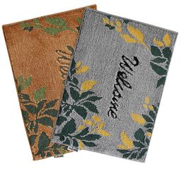 Saral Home Set Of 2 Brown & Grey Printed Rectangular Anti-Skid Doormats-image-72