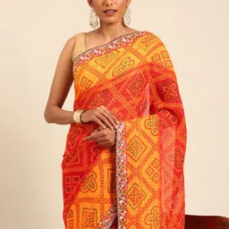 Mitera Bandhani Gotta Patti Poly Georgette Designer Bandhani Saree-picture-13