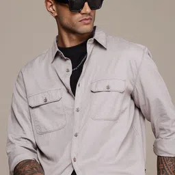 The Roadster Lifestyle Co. Textured Relaxed Fit Casual Shirt-image-92