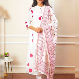 Atha Fashion Geometric Printed Pure Cotton Anarkali Kurta With Trousers & Dupatta-image-17