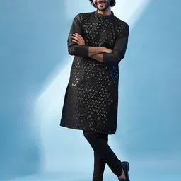 KISAH Ethnic Motifs Embroidered Regular Mirror Work Kurta With Churidar-picture-17