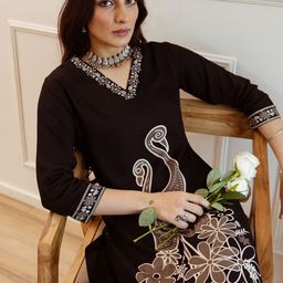 Indo Era Women Embroidered Regular Beads and Stones Kurta with Trousers-picture-54