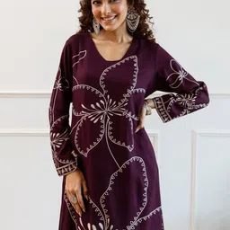 Indo Era Women Floral Embroidered Regular Sequinned Kurta with Trousers-image-45