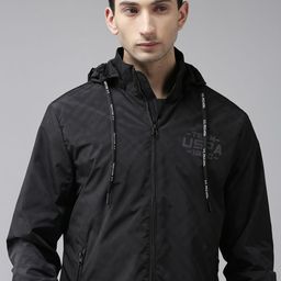 u.s. polo assn. denim co. U S Polo Assn Denim Co Men Black Brand Logo Printed Lightweight Sporty Jacket-picture-11